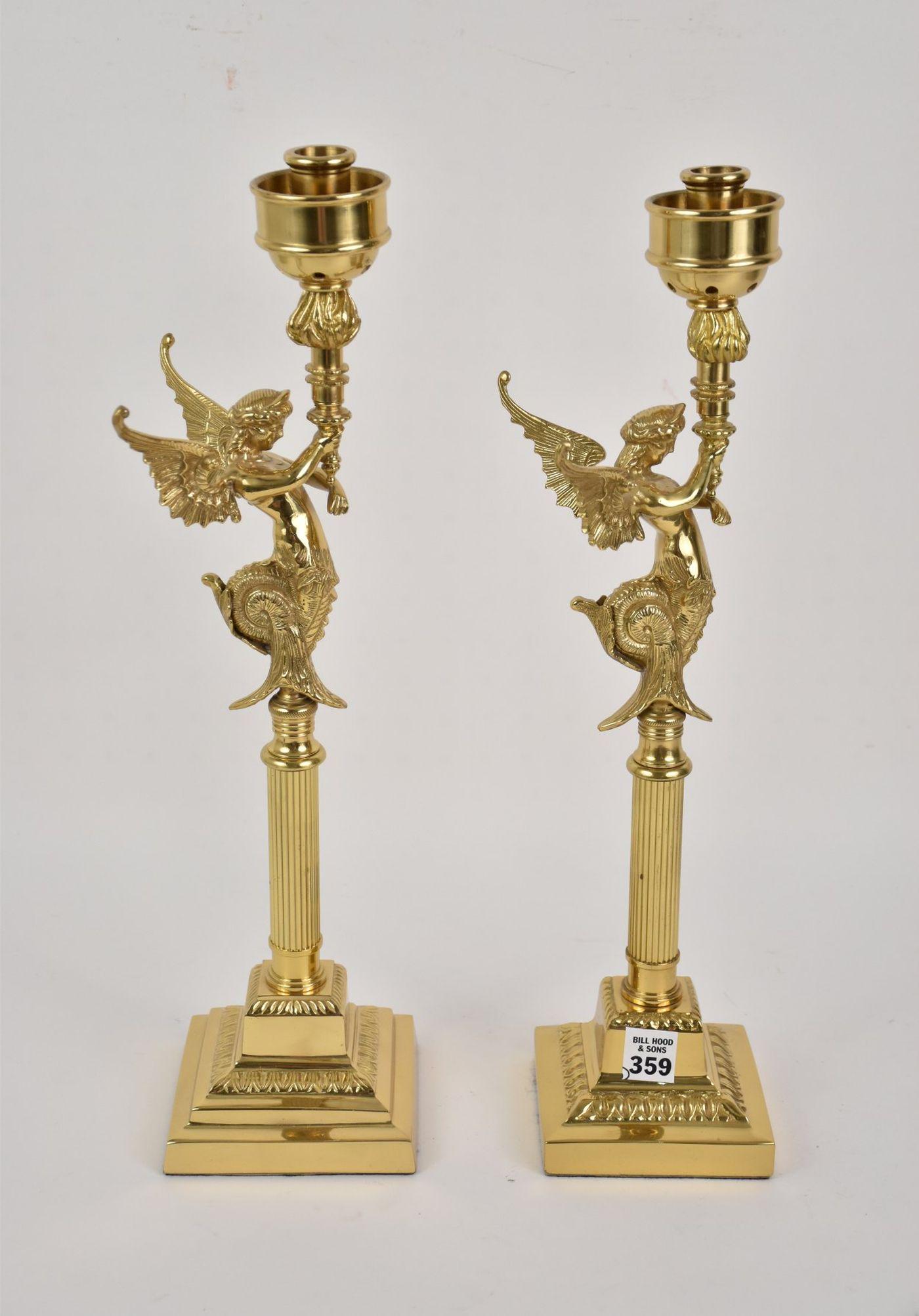 2 Brass Winged & Figural Candlesticks, 18"h (1 of 8)