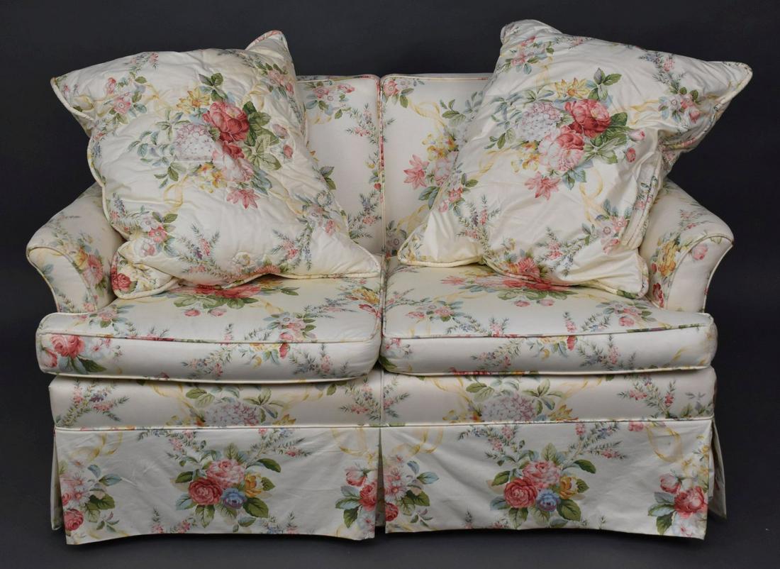 Loveseat with Floral Upholstery, 2 Seat Cushions not (1 of 4)