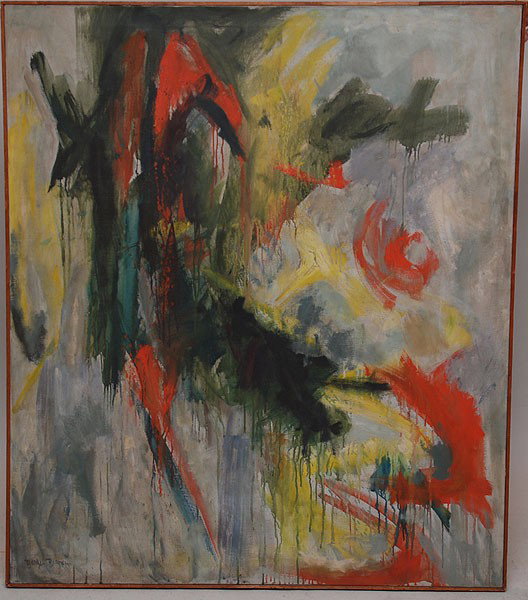 Large Modern Abstract oil Painting signed Beryl Ber: Large Modern Abstract oil Painting signed Beryl Berney, 46"x40"