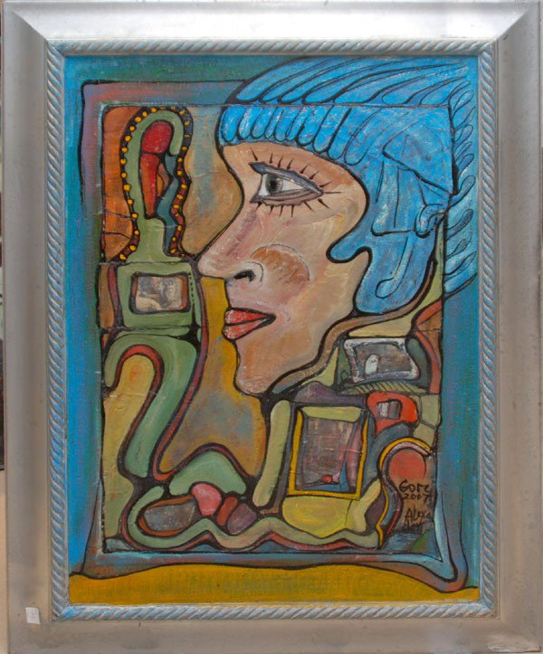 Alexander Gore (RUSSIAN, 1958) oil on Museum board: Alexander Gore (RUSSIAN, 1958) oil on Museum board, "Related profile of unordinary person" gallery lable on verso, 24"x36"