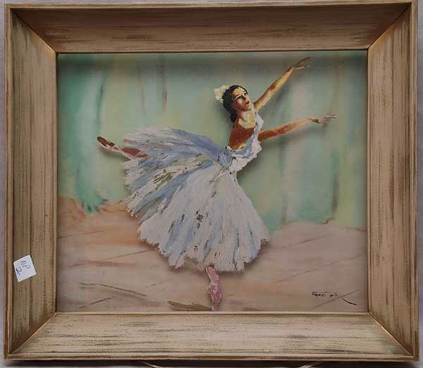 Pal Fried (AMERICAN/HUNGARIAN, 1893-1976) Painting: Pal Fried (AMERICAN/HUNGARIAN, 1893-1976) Painting on glass, separate background painting illuminates from below needs new bulb, frame needs securing, 14"x16"