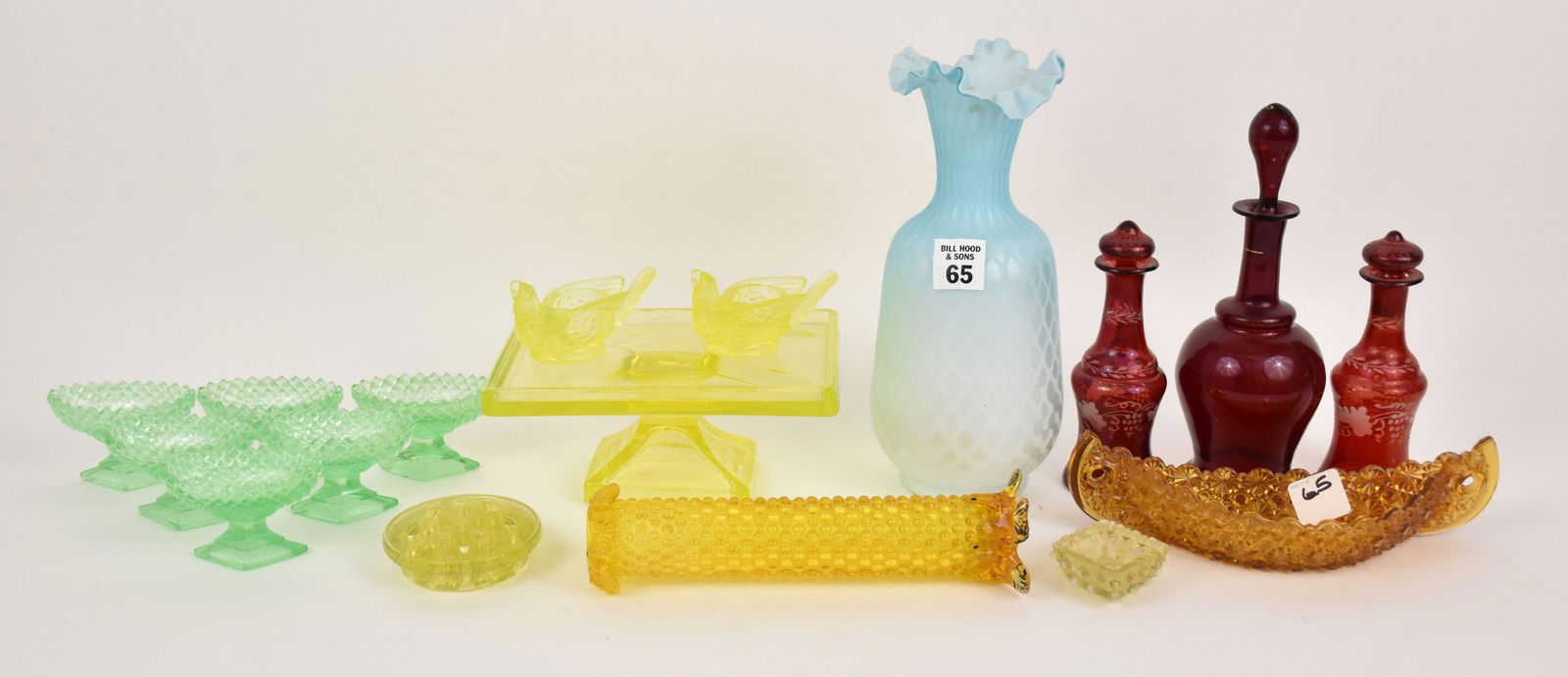 Lot of Antique American Colored Glass, incl; Satin (1 of 7)