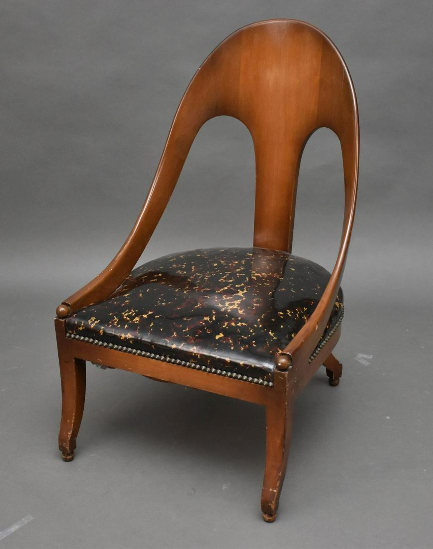 Michael Taylor Spoon Back Chair, Vinyl Upholstered (1 of 13)