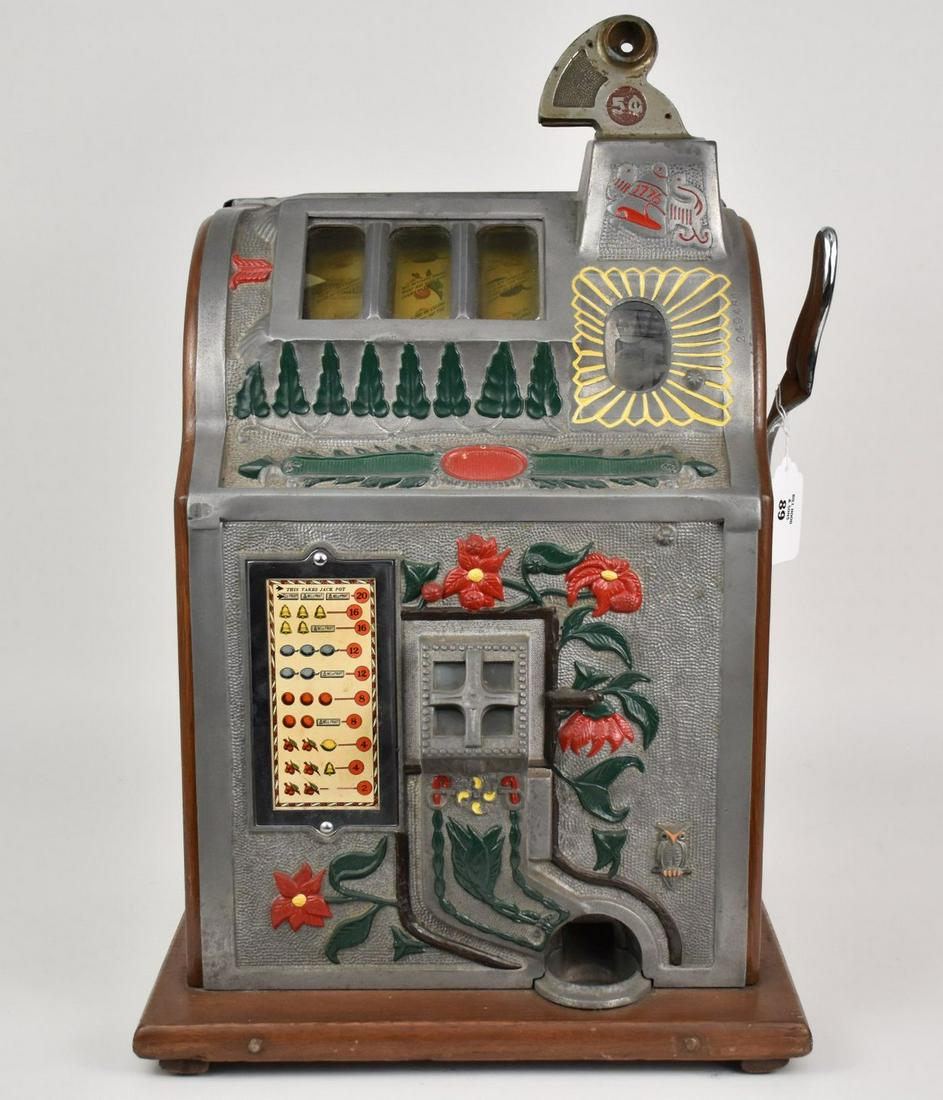 Vintage Antique Mills Poinsettia 5 Cent Slot Machine. (working) (1 of 20)