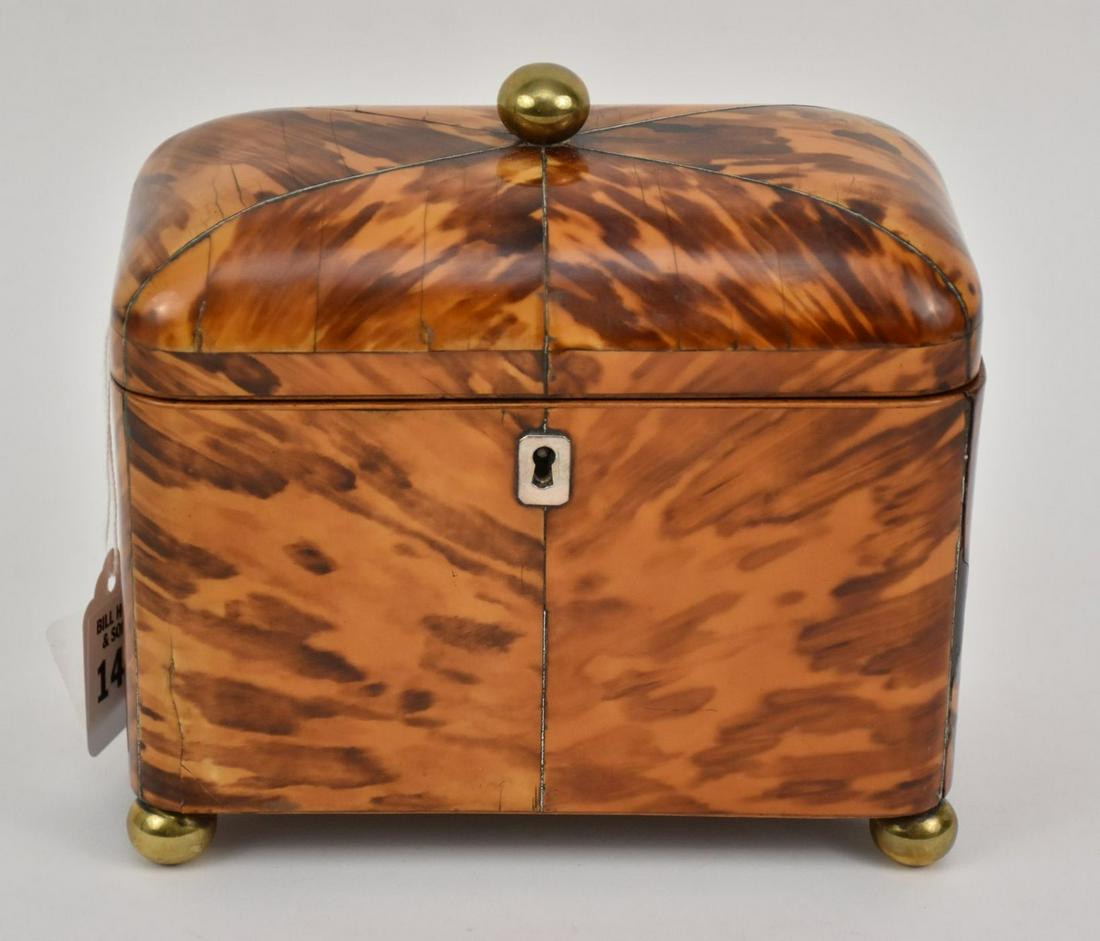 A 19th Century Tortoise-Style Tea Caddy - a wooden tea (1 of 9)