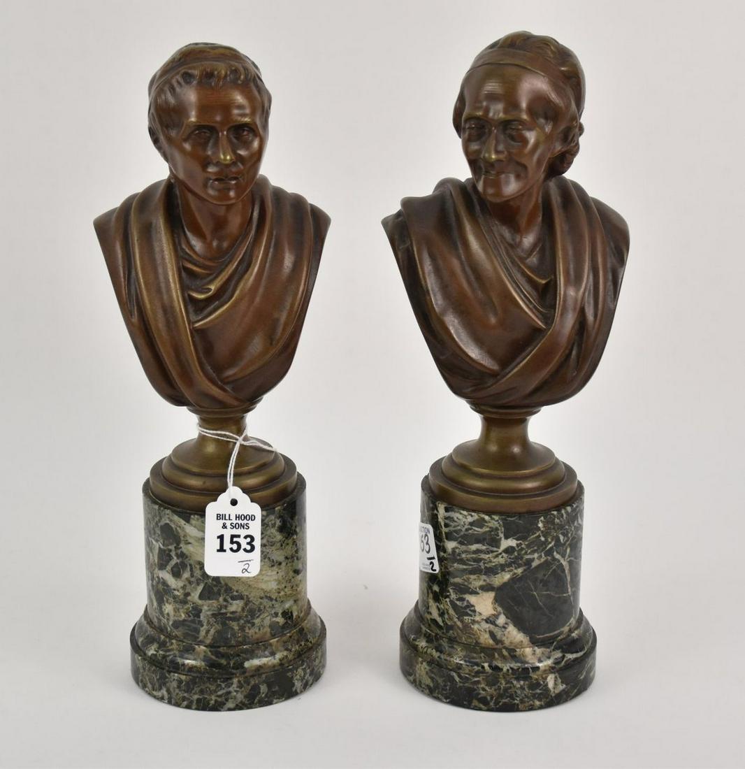 Two Bronze Figural Busts - Two patinated bronze figural (1 of 7)