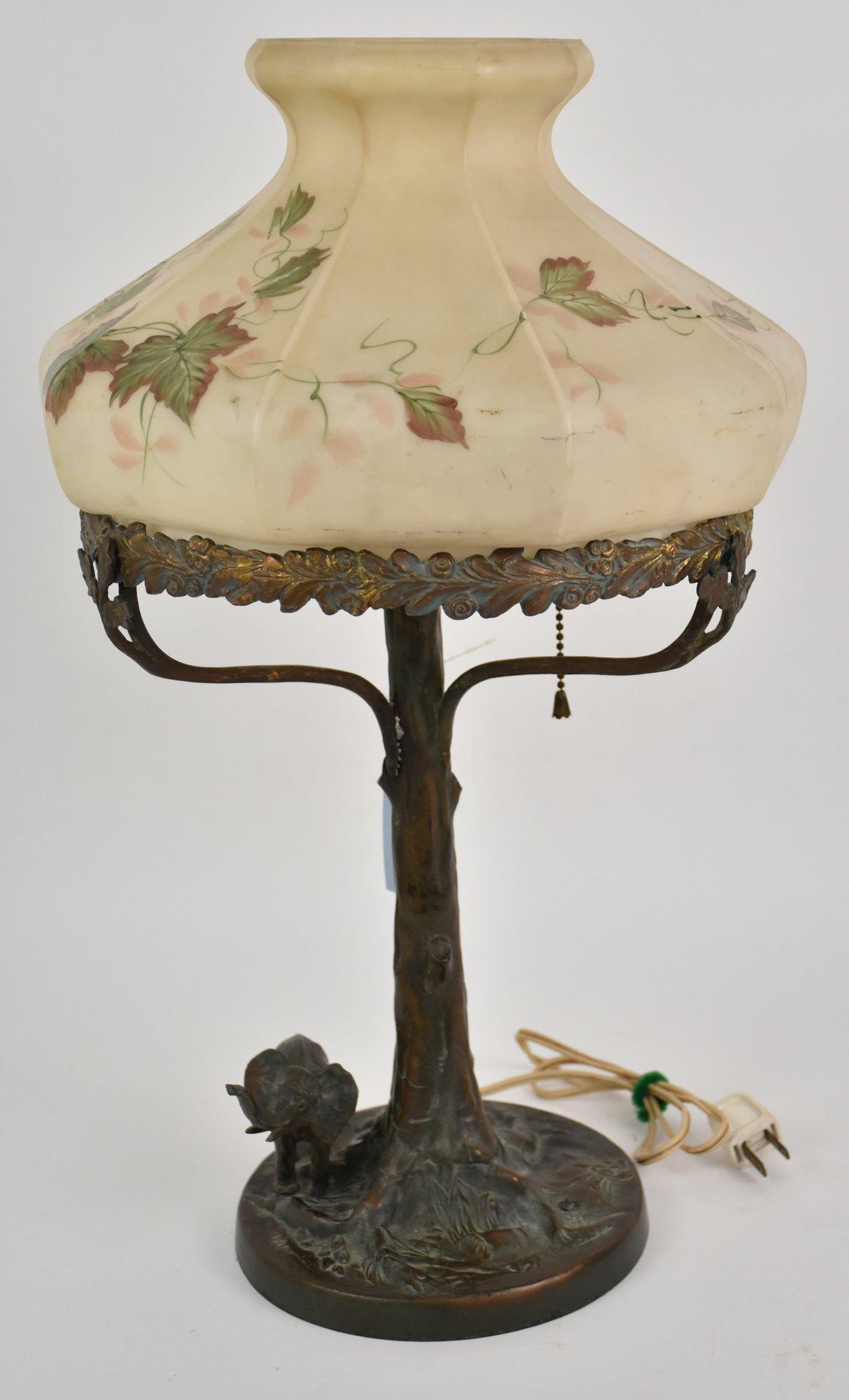 Beautiful Vintage Bronze Table Lamp, Tree Trunk Motif (1 of 9)