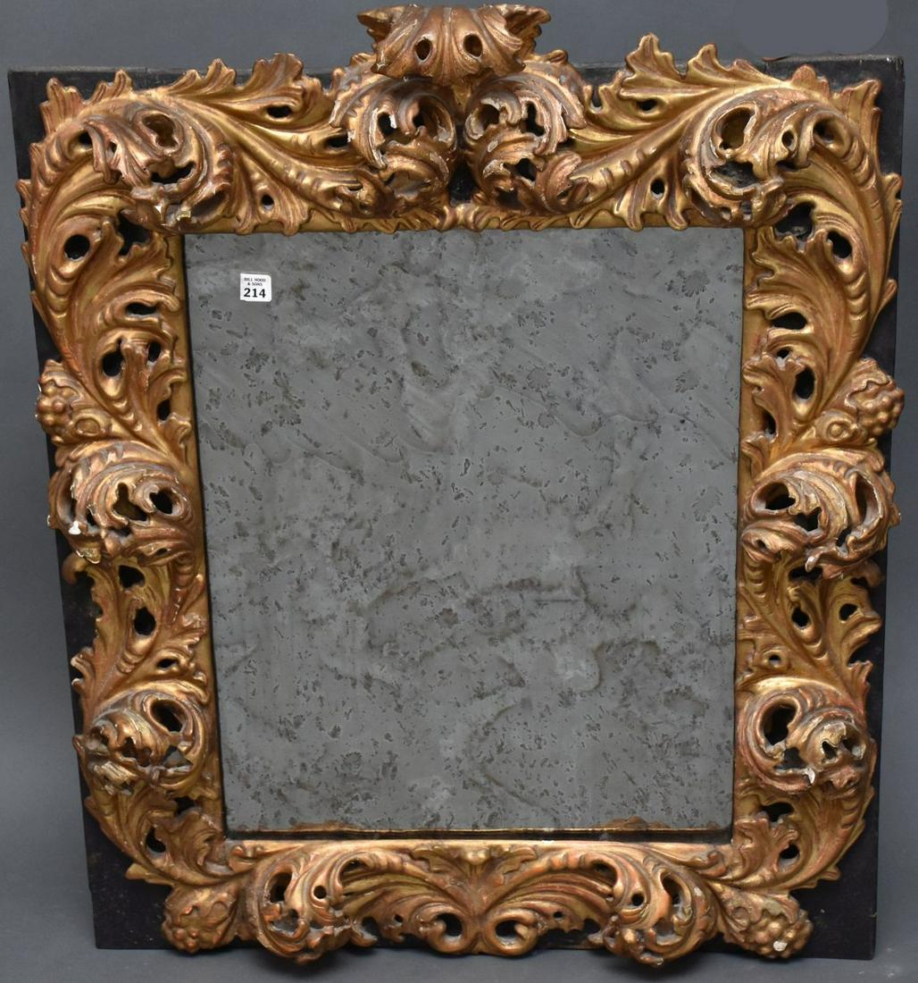 Antique  Elaborately Carved Leaf Form Framed Mirror, (1 of 7)