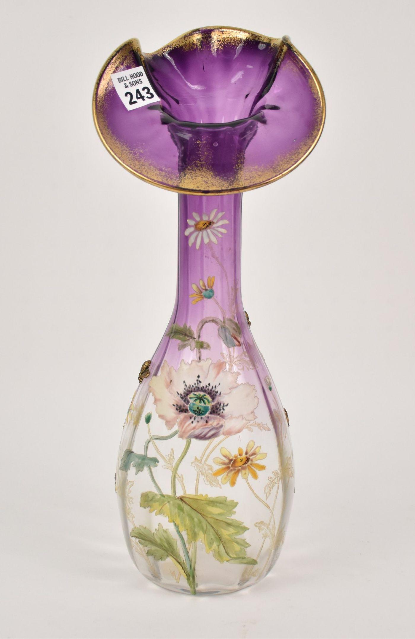 Jack in Pulpit Vase, amethyst with enameled floral (1 of 8)