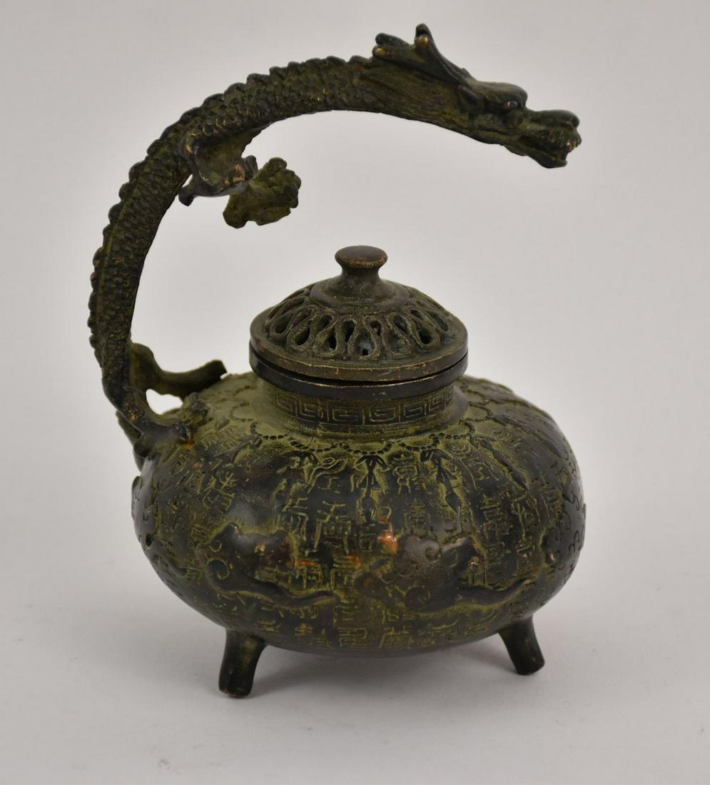 Fine Chinese Export Bronze Incense burner with handle (1 of 10)