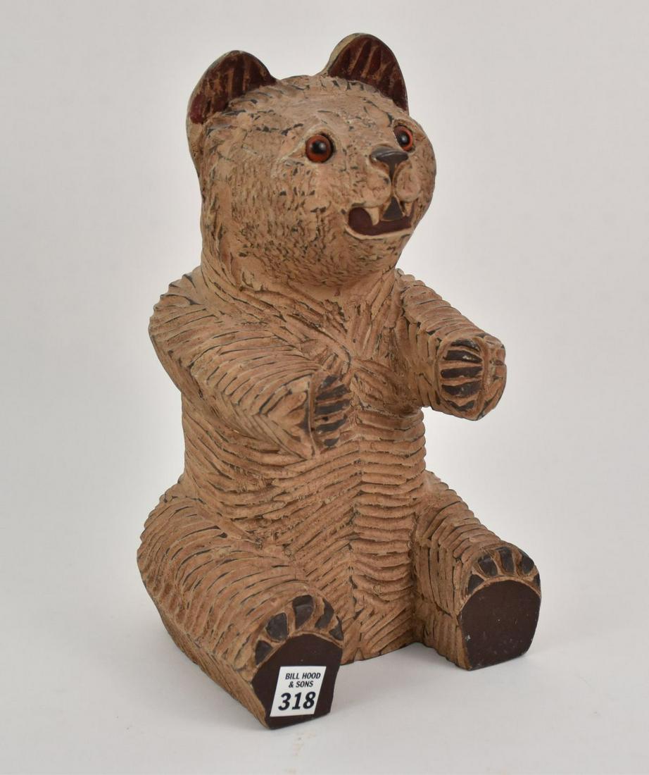 Carved Wood Americana Folk Art Bear Figure - A carved (1 of 8)