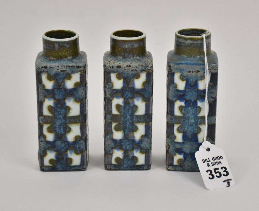 Three Royal Copenhagen Faience "Baca" Pillar Vases - (1 of 4)