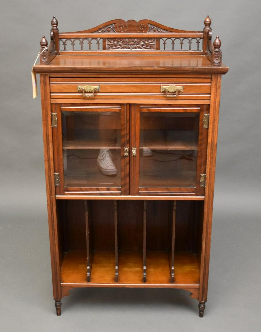EDWARDIAN WALNUT MUSIC CABINET CIRCA 1900.  With on (1 of 9)