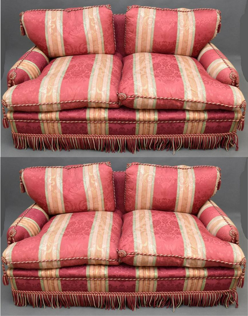 Pair of Silk Stripped Upholstered Sofas (1 of 11)