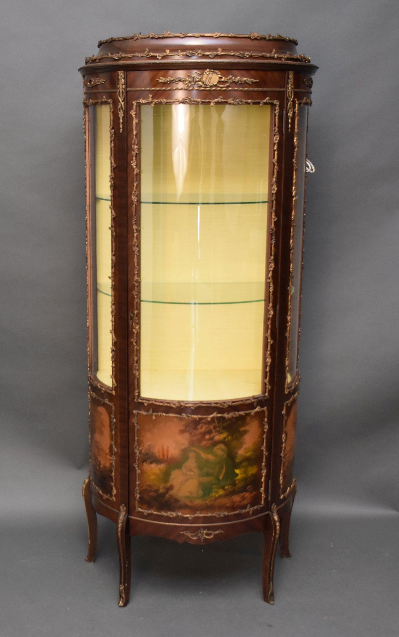 Vernis Martin Vitrine, 65"h x 25"w: Antique Vernis-Martin Style Vitrine, 65"h x 25"w good overall condition