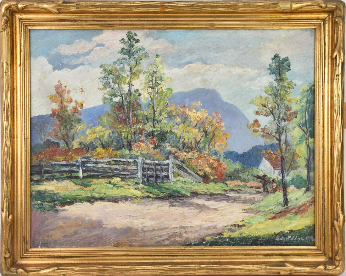 Sister Matilda (1887 - 1980) impressionist Landscape,: Sister Matilda (1887 - 1980) impressionist Landscape, 20 x 26 inches