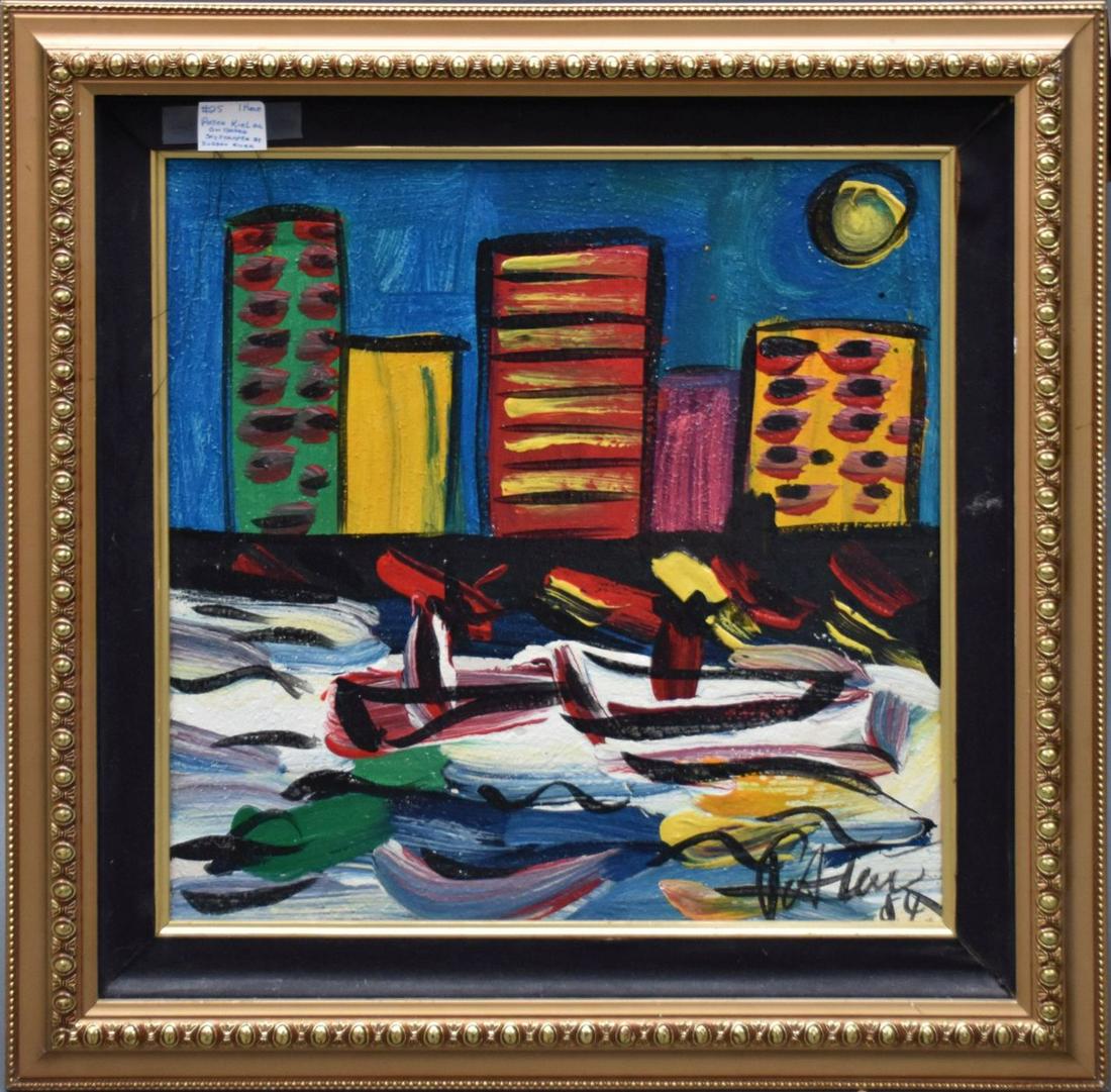 Peter Keil Abstract Oil on Board, Skyscraper by Hudson (1 of 4)