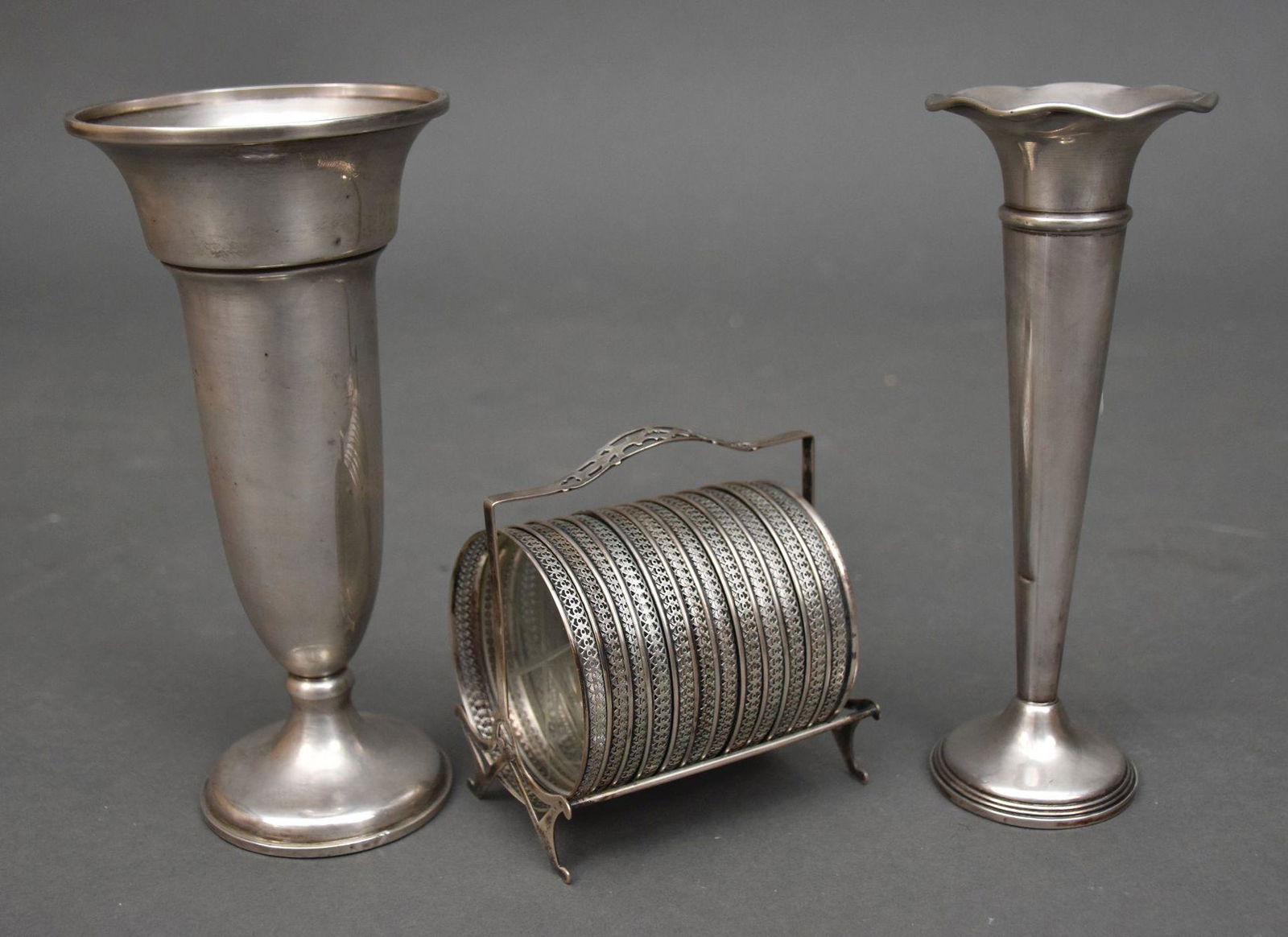 2 Sterling Vases AND Sterling Coasters in Frame (1 of 4)