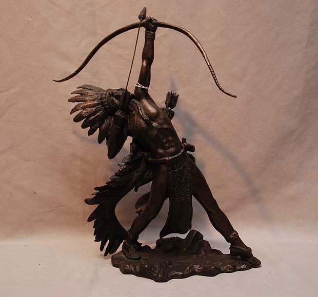 Bronze of Indian with bow and arrow, 20th c, signe: Bronze of Indian with bow and arrow, 20th c, signed "Lincoln Fox 1988" 15 1/2"h