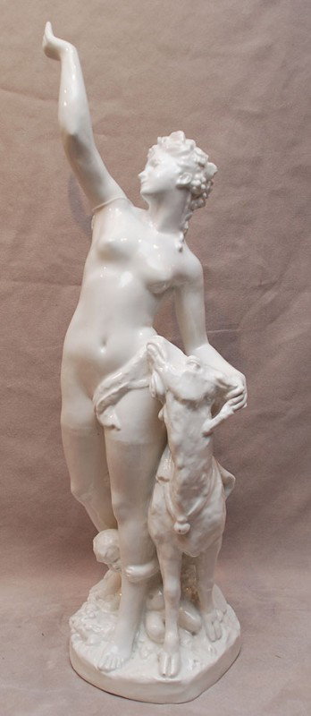 Capodimonte figure of woman, child and goat, 22 1/: Capodimonte figure of woman, child and goat, 22 1/2"h
