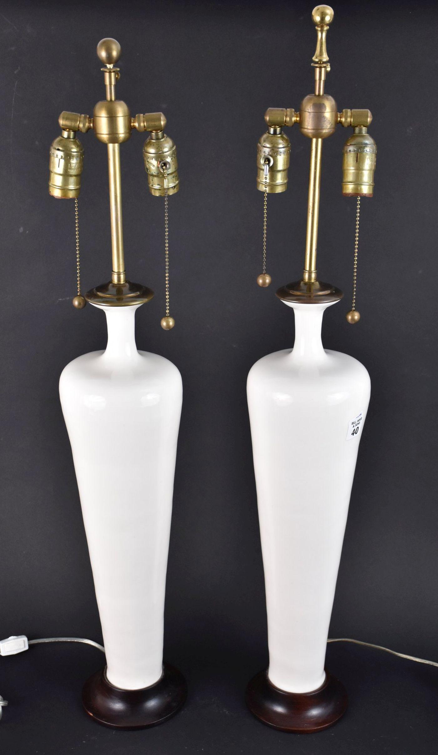 Pair Christopher Spitzmiller Lamps, August 2000, Signed & Dated, 31"h to finial, 21"h to top of lamp (1 of 6)