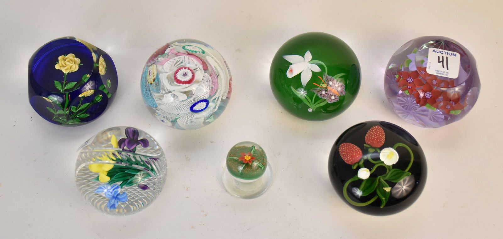 Paperweight Lot, incl;  Baccarat Flowers & Butterflies, Canpiness Baroque White Friars, Gordon Smith (1 of 7)