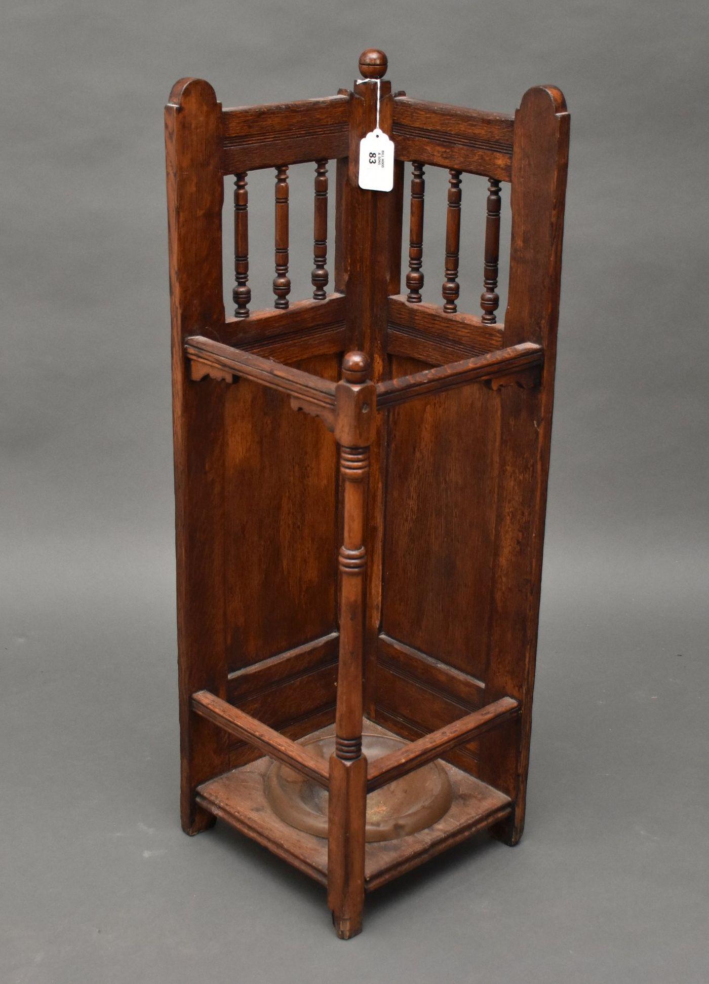 Oak Mission Style Umbrella Stand, 36"h x 12"w (1 of 4)