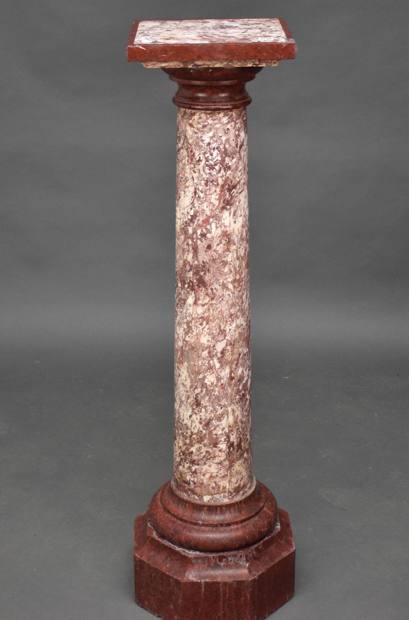 Pedestal, Rouge Marble Column and top on Stepped Base, 47"h x 11 1/4" square (1 of 4)