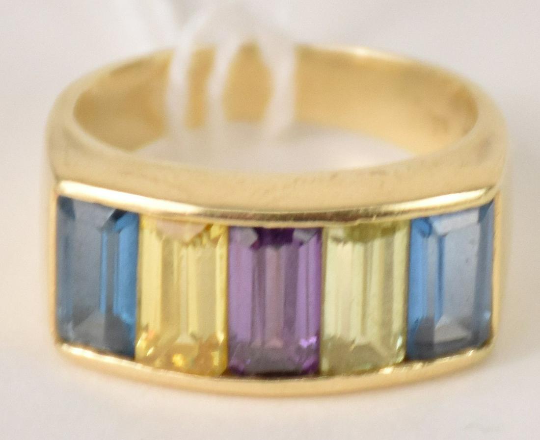 14K Yellow Gold Multi-stone Ring. Size 7.25 weight 7.3 grams in excellent condition (1 of 2)