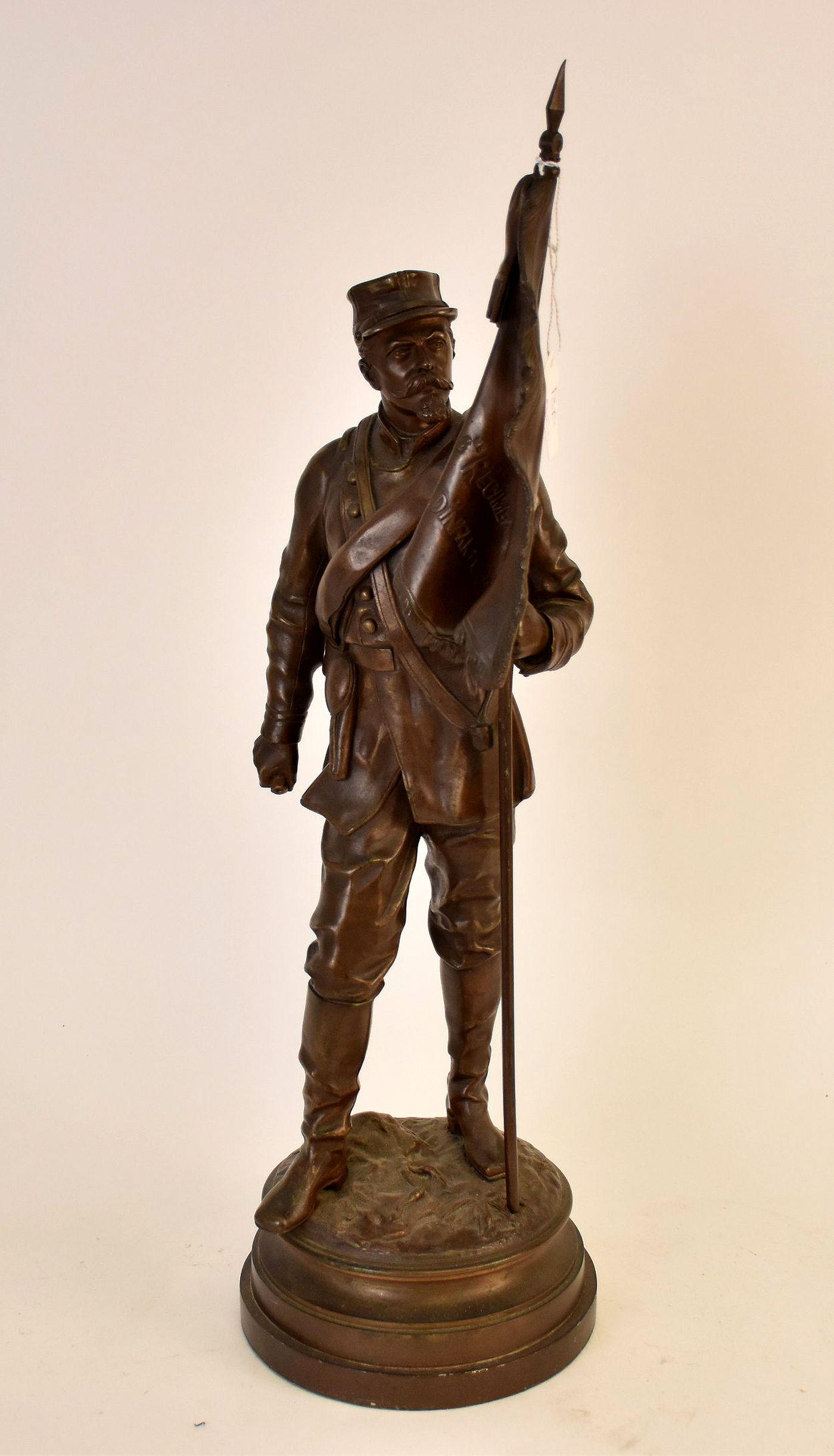 CHARLES ANFRIE (1833-1905) FIGURAL BRONZE - 19th Century, French. The Flag Bearer (Quand on Voudra). (1 of 11)
