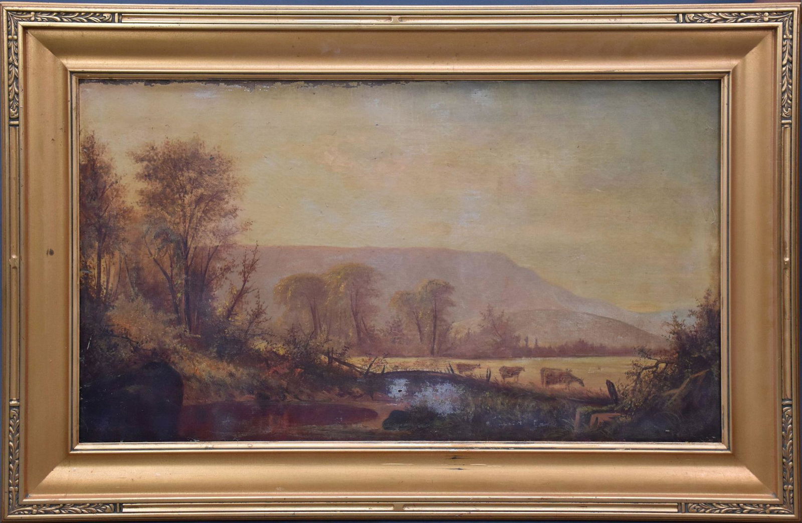 19th Century Hudson River School oil on canvas, landscape w/ Cows, Bears signature LL- Jas. M. Hart. (1 of 6)