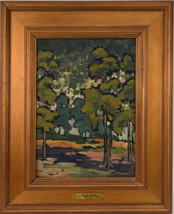 Margaret Jordan Patterson (American 1867/77 - 1950) oil on canvas board, Poplar Trees. 11-1/4 x 16: Margaret Jordan Patterson (American 1867/77 - 1950) oil on canvas board, Poplar Trees. 11-1/4 x 16 inches. overall framed 24 x 19 inches