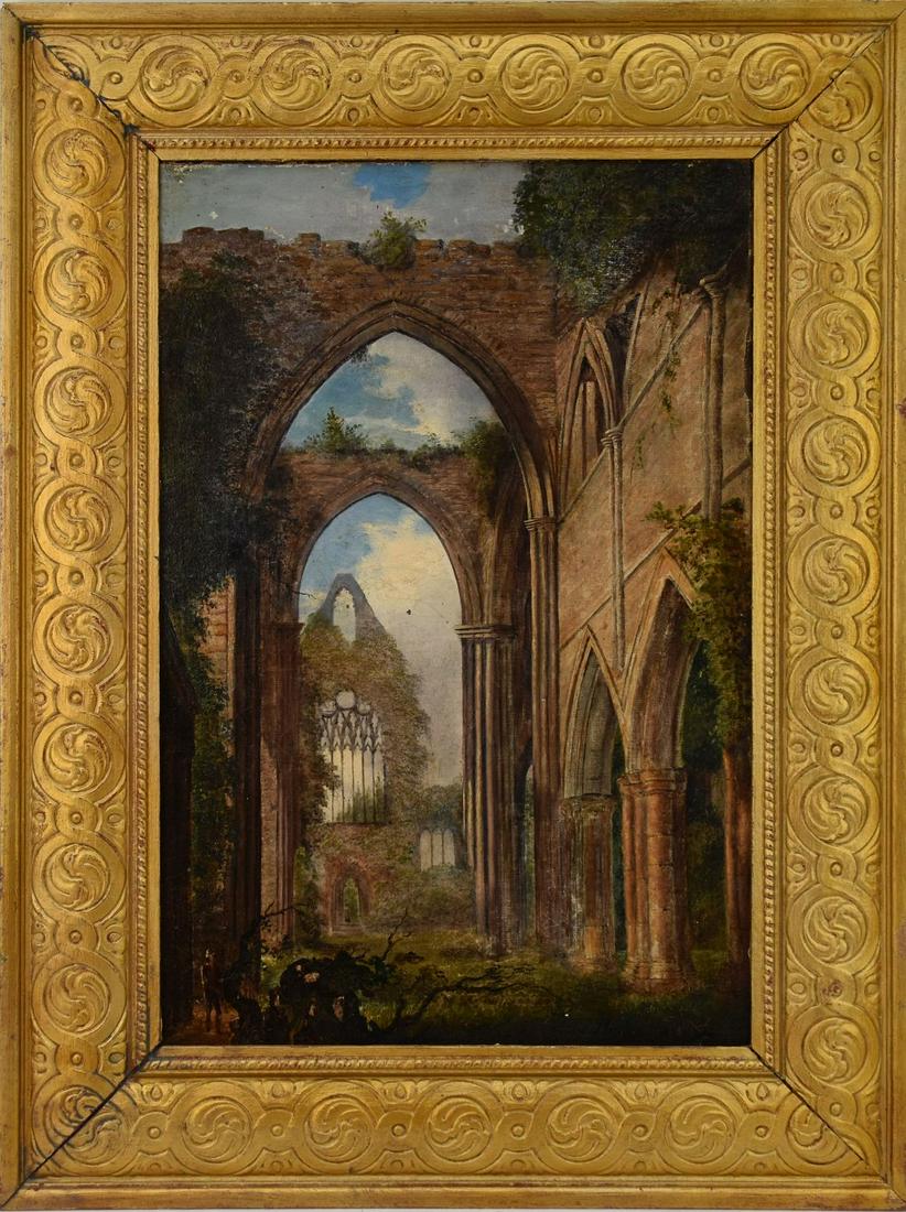 19th Century UK, signed lower left William King Tintern Abbey Wales. Oil on canvas, 22-1/2 x 15 (1 of 7)
