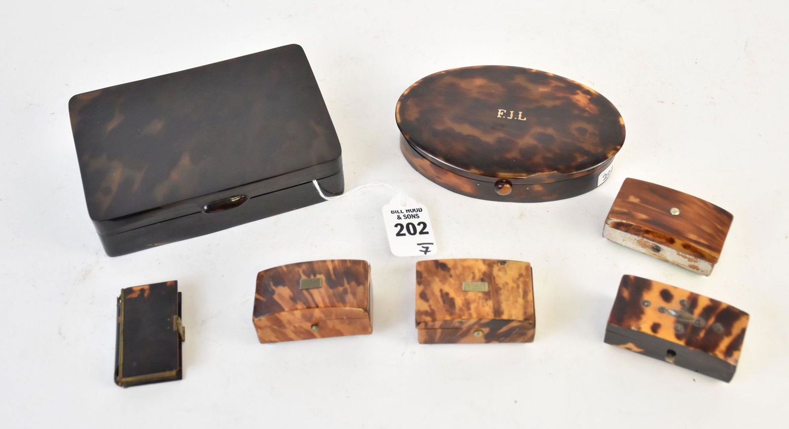 Collection of Seven 19th Century Tortoise-Style Boxes - Comprising: a rectangular box 1 1/2" h x 5 (1 of 14)