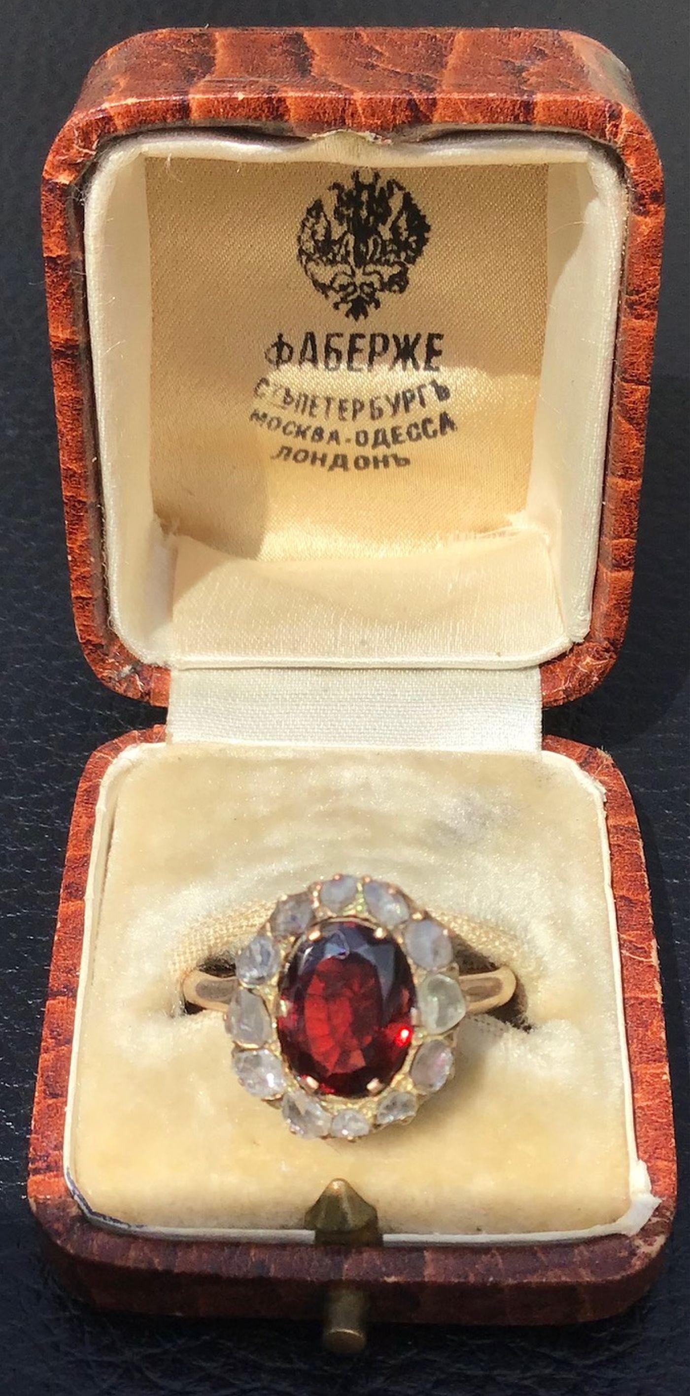 Antique Russian 14kt. Gold Rose Cut Diamond and Garnet Ring. Stamped 56 and maker marks, ring size (1 of 11)