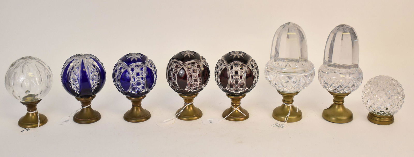 A Collection 8 Neo-Classical Decorative Mounted Crystal Sphere Stair Balls & Table Articles - Late (1 of 9)