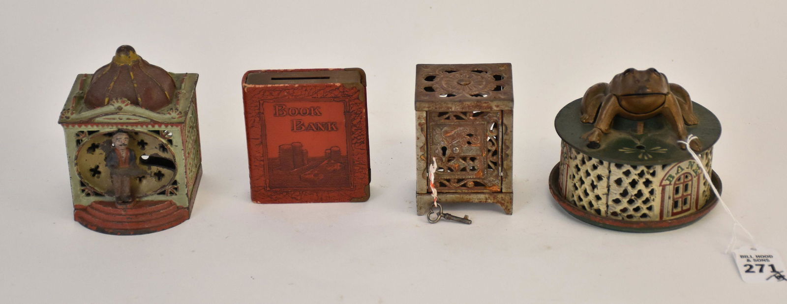 4 Still Banks, Frog, Waiter, 2 with Original Paint (1 of 7)