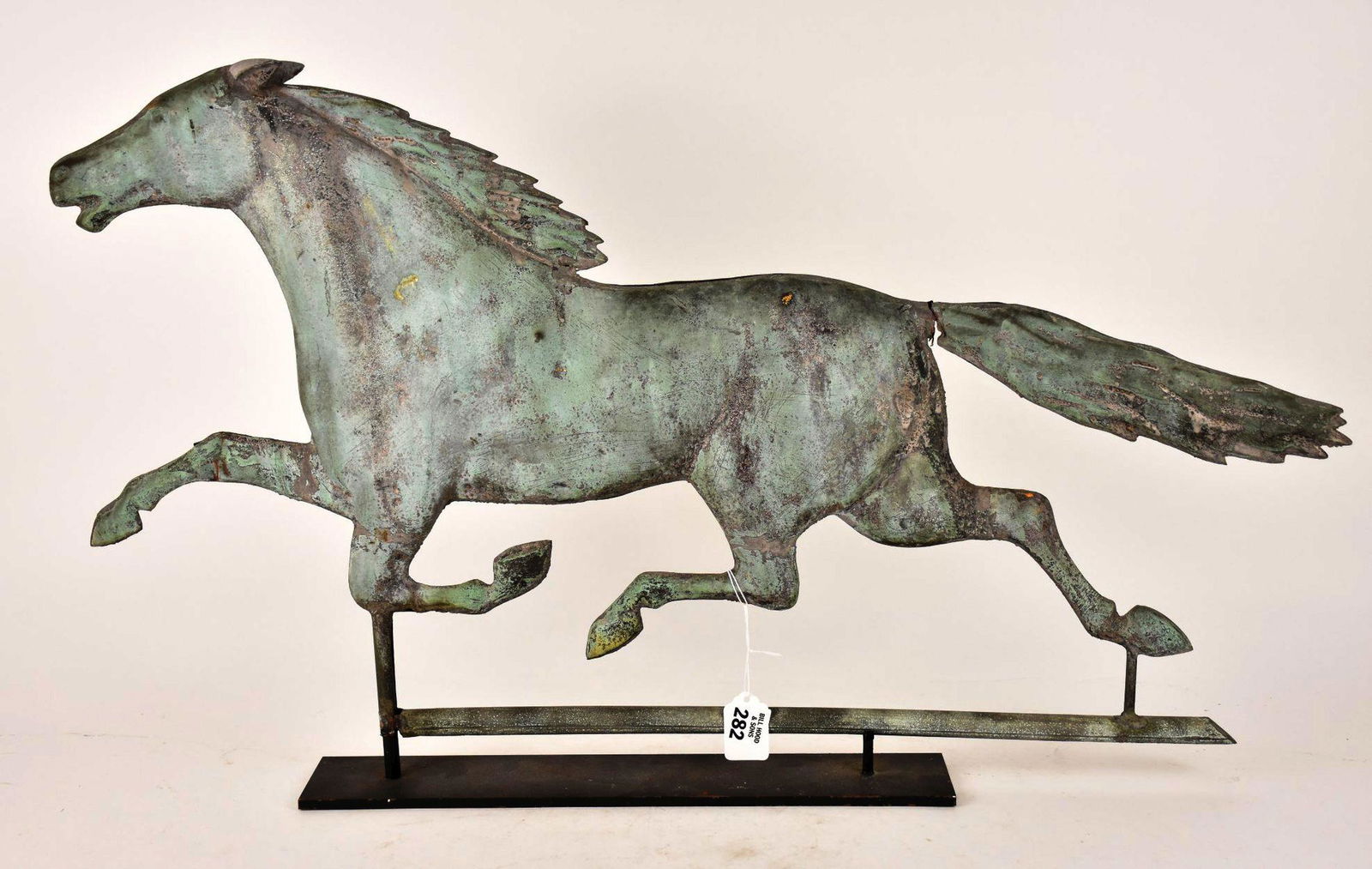 Weathervane, Copper & Tin Full Bodied Horse, Early & Well Done, 17 1/2"h x 29"w (tail needs welding) (1 of 7)