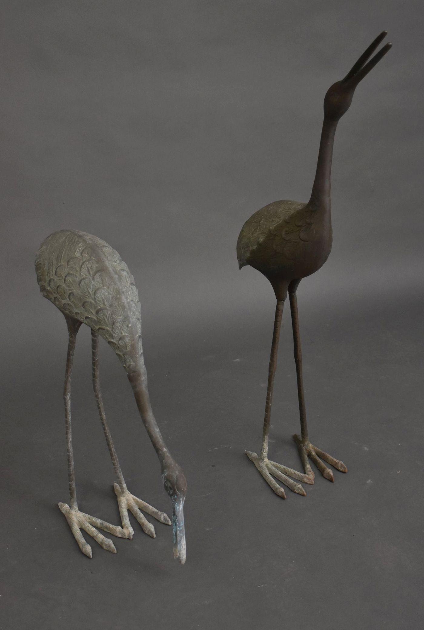 2 Bronze Cranes, 36"h & 21"h (1 of 4)