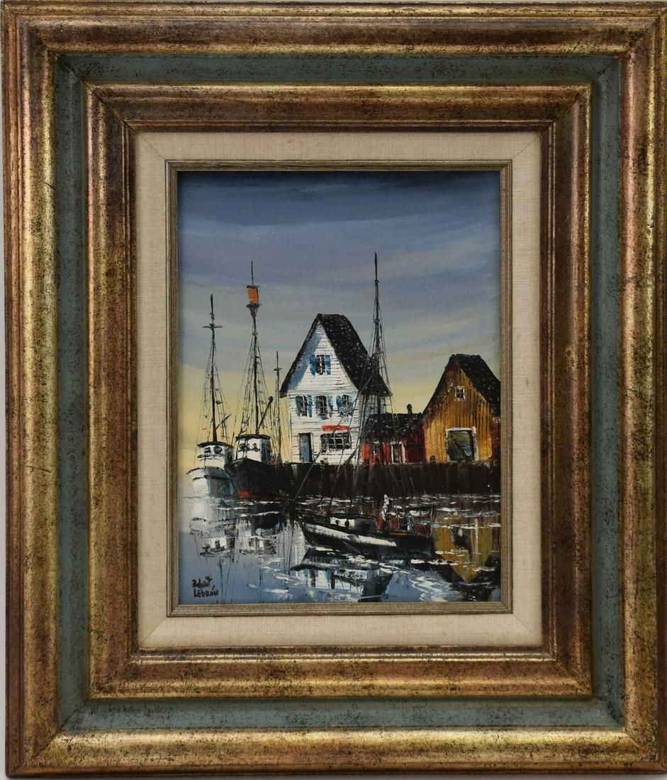 Robert Lebron (1928 - 2013) was active/lived in New York / Puerto Rico. oil on canvas, Sailboats / (1 of 4)