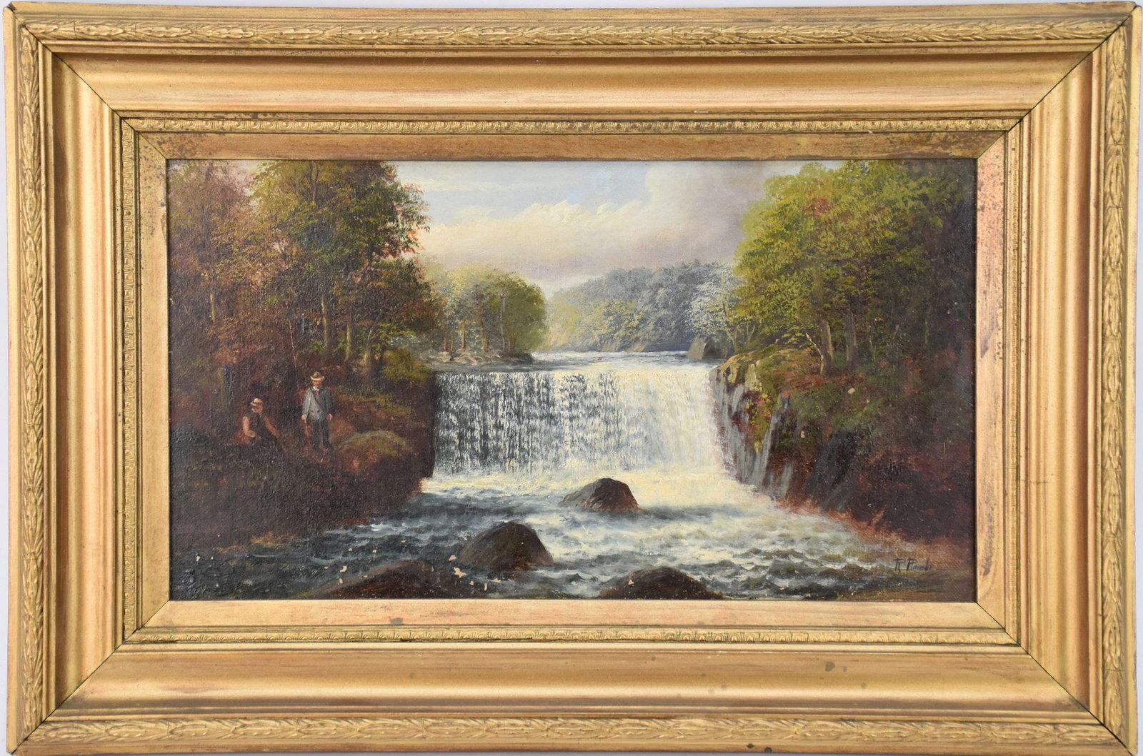 19th Century British by Robert Plumbe, oil on canvas, Flyfishing A Stream, sold at Christies Auction: 19th Century British by Robert Plumbe, oil on canvas, Flyfishing A Stream, sold at Christies Auction 2004. canvas 10 x 18 inches, overall framed size 16 x 24 inches