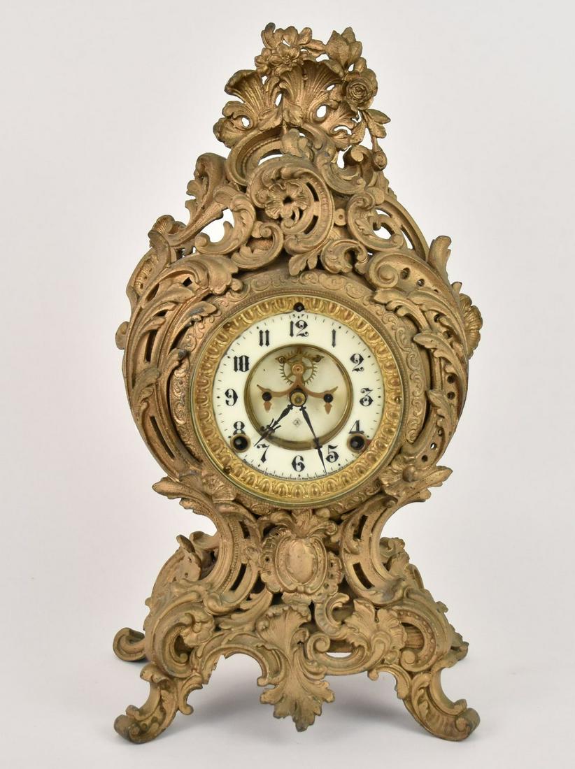 Antique Ansonia Rococo Style Mantle Clock - C. 1880s. An ornate mantel clock by Ansonia Clock (1 of 8)