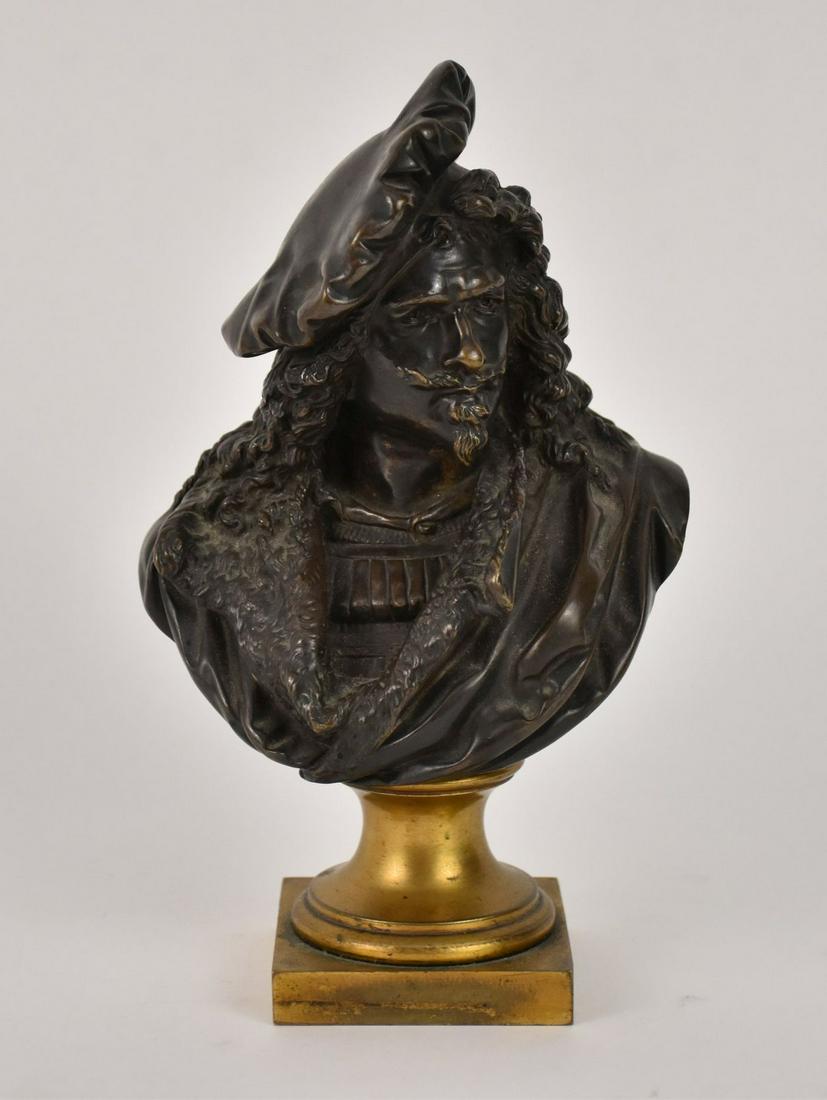 ALBERT CARRIER-BELLEUSE (1824-1887) BRONZE BUST OF REMBRANDT - 19th Century, French. Bronze bust of (1 of 8)