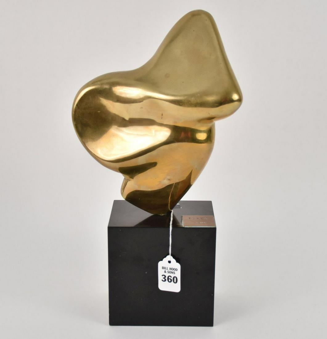 Irma Hein Gilt Bronze Abstract Sculpture "TORSO" - Atop a black stone cubed base, title/artist (1 of 6)