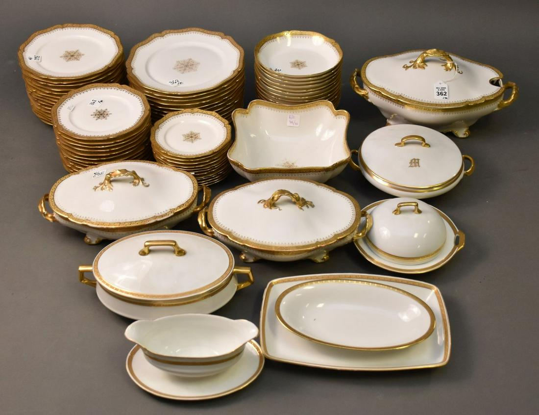 Extensive Wm GUERIN & Co. LIMOGES Dinner Service for Higgins & Seitler - Comprising: A). One LIMOGES (1 of 8)