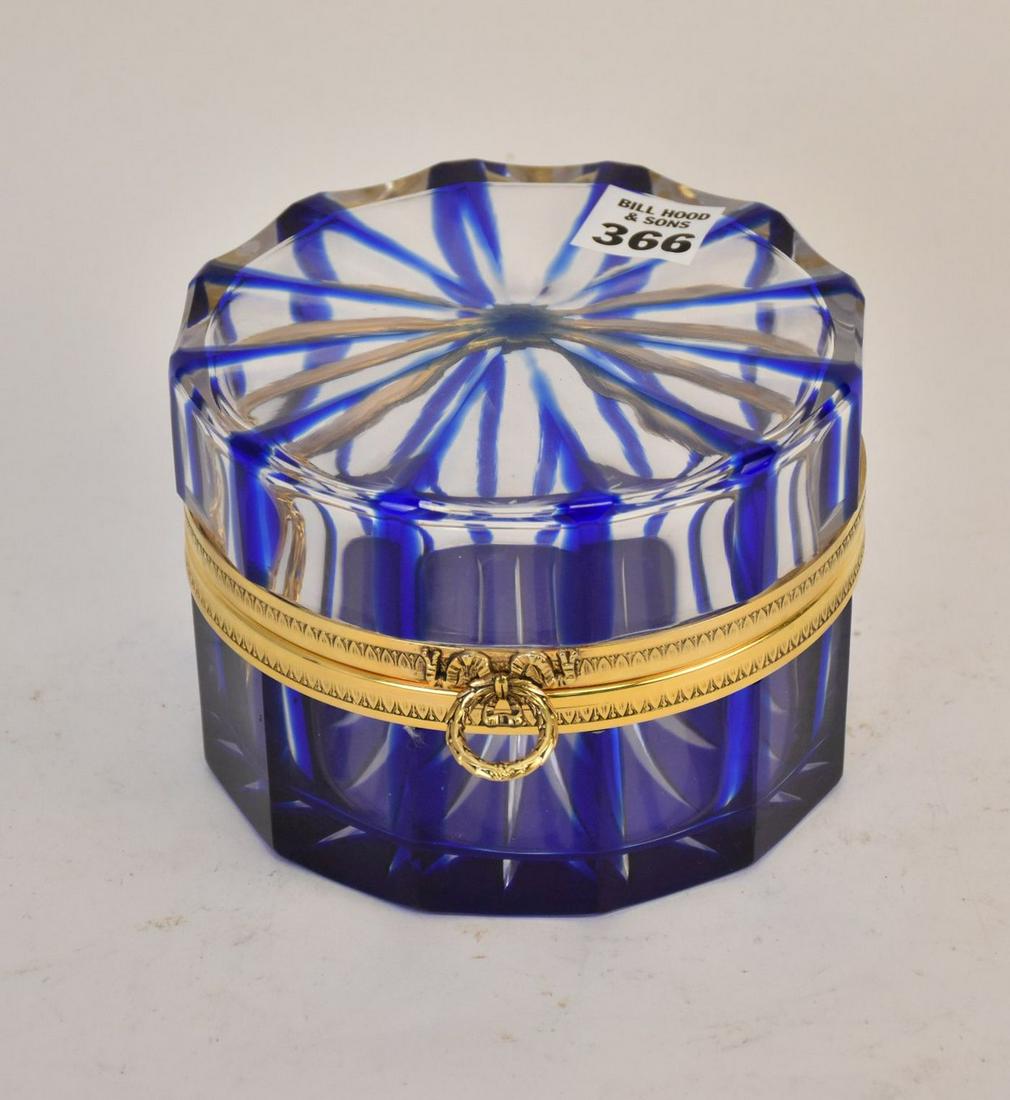 Martin Benito Ormolu Mounted Dresser Box - French cobalt-cut-to-clear glass dresser box, Martin (1 of 9)