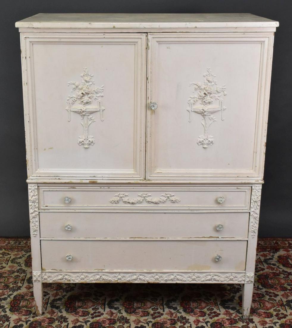 Vintage Shabby Chic Chifferobe, 2 Doors Reveal Fitted 5 Drawer Interior over 3 Drawers, 52 1/4"h x (1 of 6)