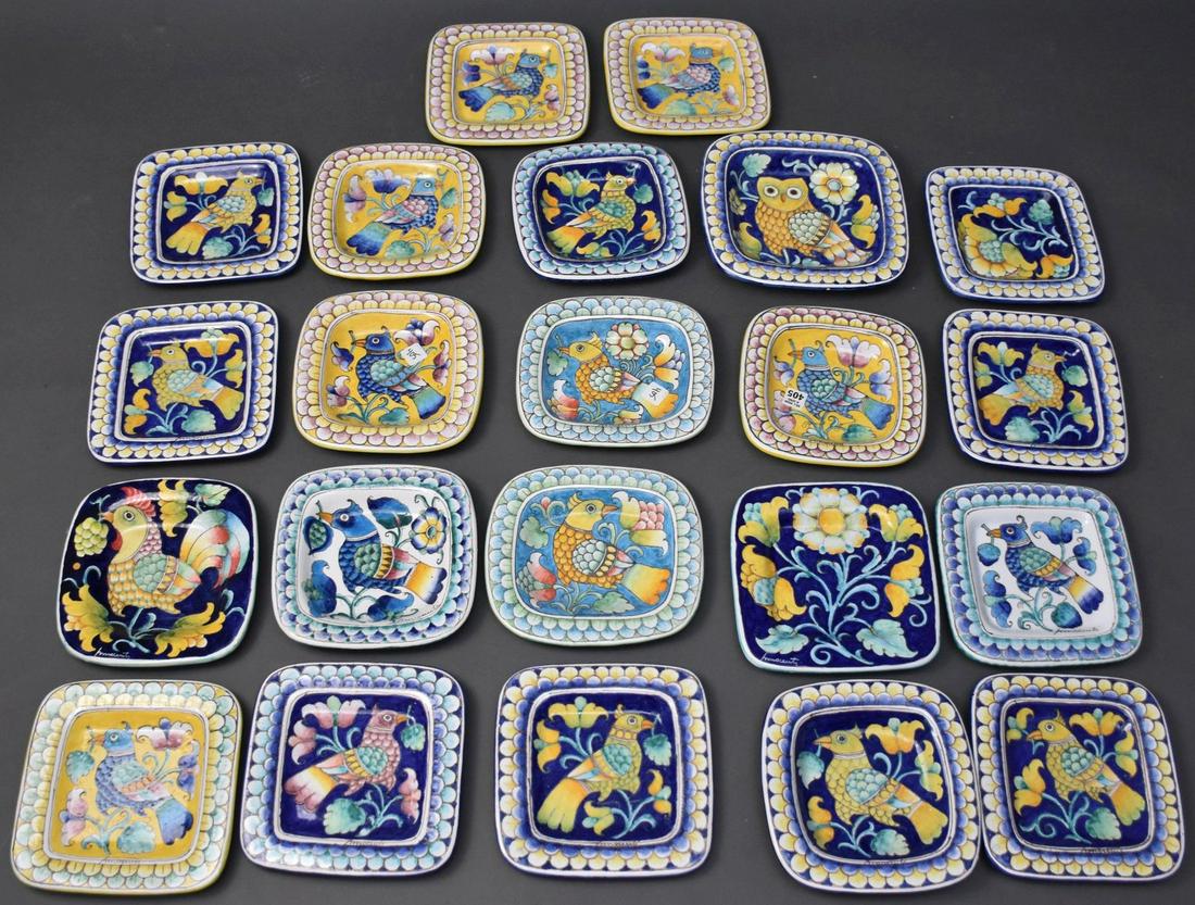 22 Multi Color Italian Pottery Decorative Plates, 9" Square (1 of 9)