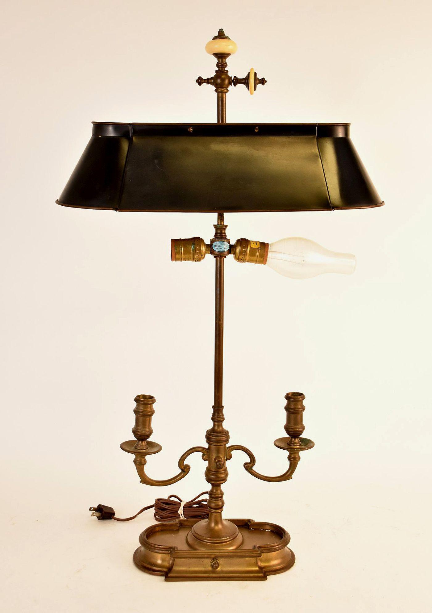 Bouillotte Lamp with Black Shade, Marked Chapman , 30"h (1 of 3)
