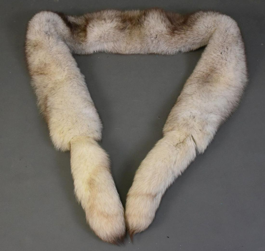 Vintage Silver Fox Scarf with Tails, Gartenhaus Label, Has Monogram, 84"L (1 of 3)